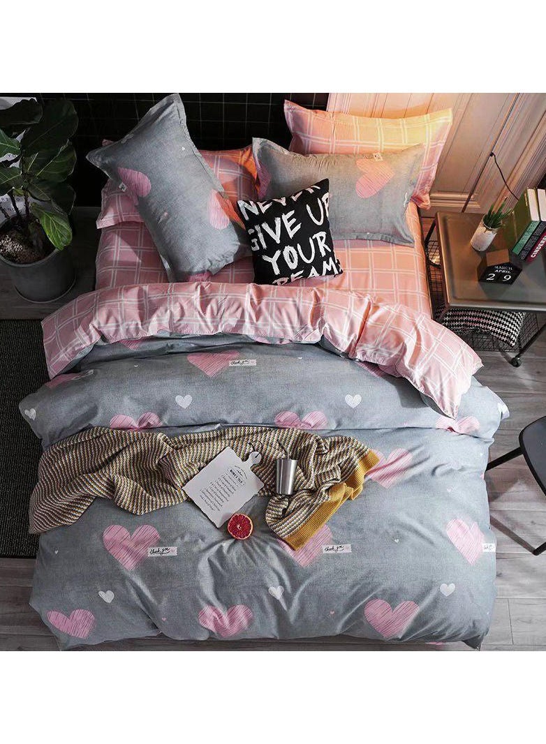 Fitted Bed Sheet Set 4PCS Single Size Soft and Breathable Duvet Cover Set Includes 1 Duvet Cover 160x200 cm 1 Fitted Sheet 120x200+25 cm and 2 Pillowcases 52x80cm