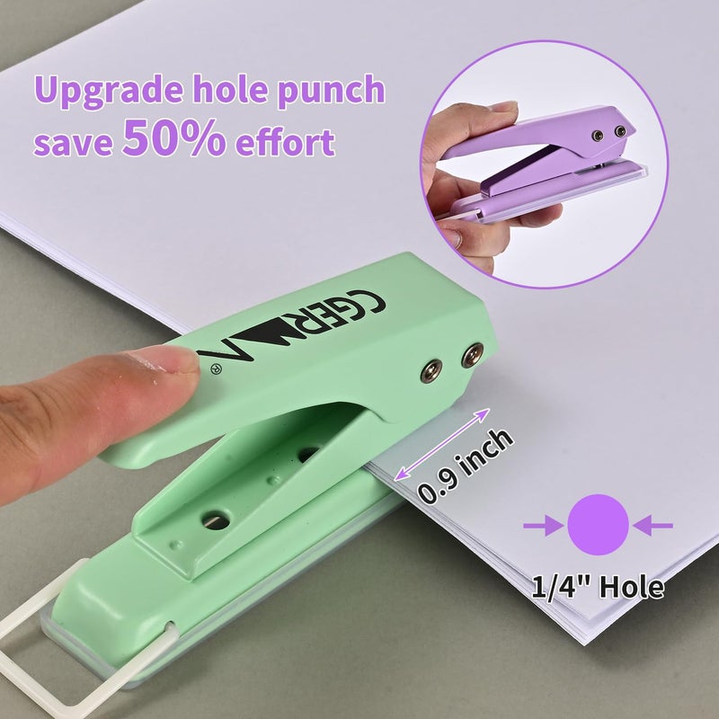 Cgerma Single Hole Puncher, 3 Pack ï¼Œ 1/4" Hole, 50% Labor Savings, Heavy Duty Metal Punch, 15 Sheet Capacity, for ID Cards, Chipboard, Art Project, Crafts Easy Punching, - Image 2