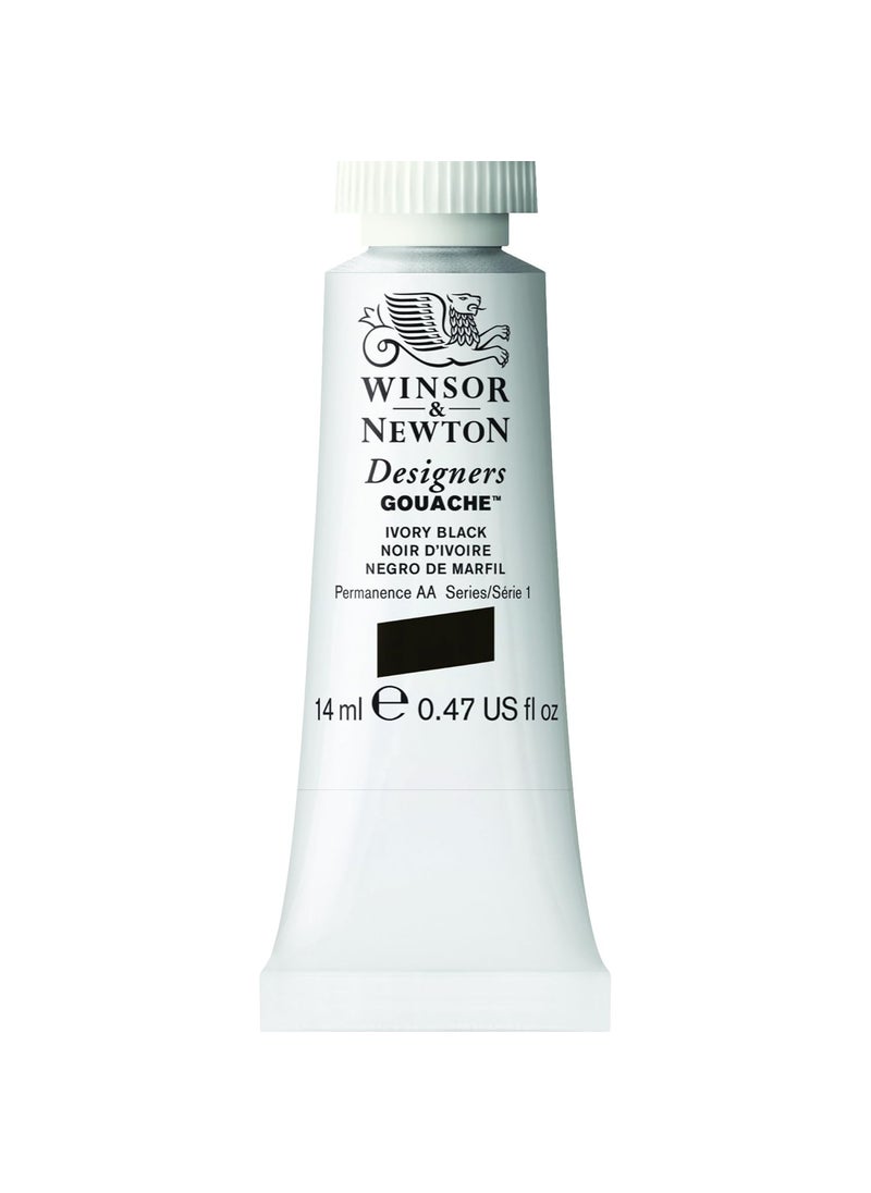WINSOR & NEWTON Winsor & Newton Designers Gouache 14 ML - Ivory Black (331), Finely Pigmented, Vibrant, Vivid & Opaque Matt Colours, Ideal for Designer's, Illustrators & Commercial Artist - More Colours Available  - Image 1