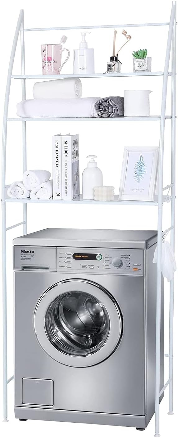 يوريفو منظم موفر للمساحة في الحمام، حامل فوق المرحاض/غسالة، رف تخزين من 3 طبقات للمناشف، منظم رف علوي للحمام - Image 1
