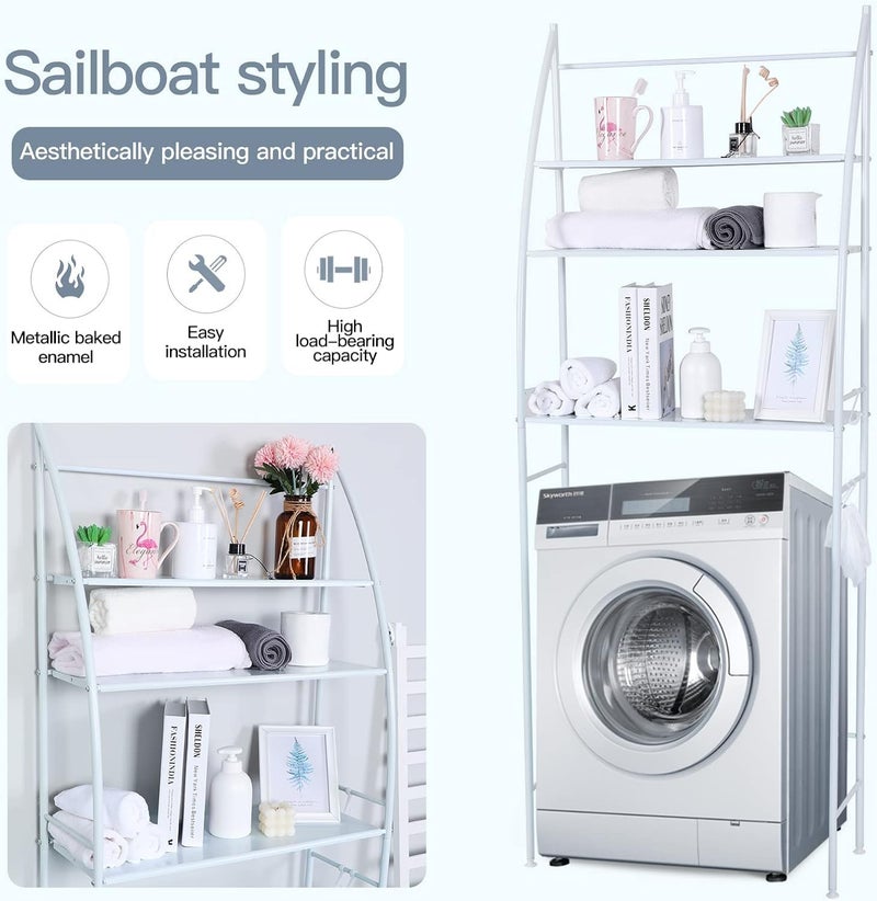 يوريفو منظم موفر للمساحة في الحمام، حامل فوق المرحاض/غسالة، رف تخزين من 3 طبقات للمناشف، منظم رف علوي للحمام - Image 4