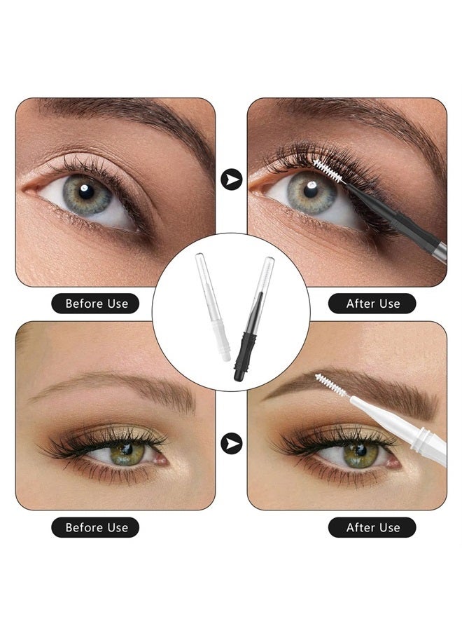 CANIPHA 20 Pcs Micro Eyebrow Brush With Cap,Eyebrow Spoolie Brush Micro Eyebrow Lamination Brush 2 Size Multifunctional Micro Spooly Lash Mascara Brush Comb for Eyelash Lift Extensions Brow Clean(White,Black) - Image 3