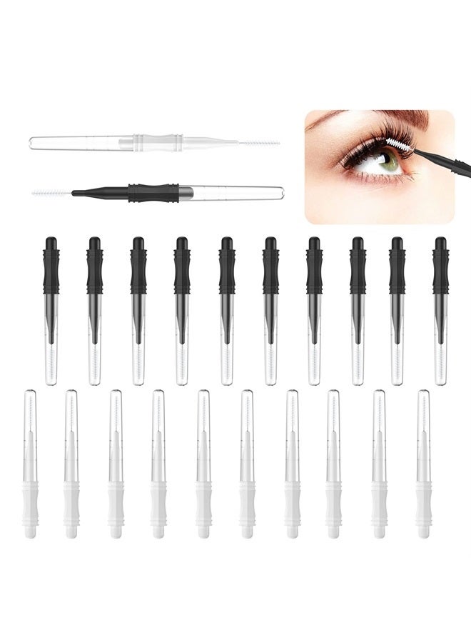 CANIPHA 20 Pcs Micro Eyebrow Brush With Cap,Eyebrow Spoolie Brush Micro Eyebrow Lamination Brush 2 Size Multifunctional Micro Spooly Lash Mascara Brush Comb for Eyelash Lift Extensions Brow Clean(White,Black) - Image 1