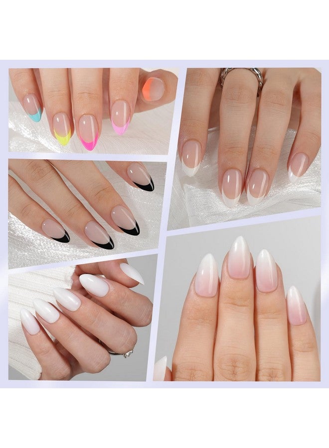 Misssix 6 Packs Press On Nails Almond, Misssix French Tip Press On Nails Short, Reusable Glue On Nails, Gel Fake Nails for Women, Stick On Nails Kit 15 Sizes-6 styles in total - Image 4