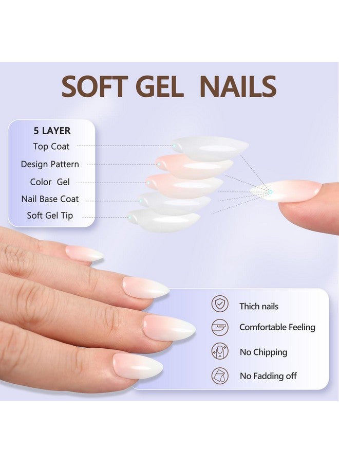 Misssix 6 Packs Press On Nails Almond, Misssix French Tip Press On Nails Short, Reusable Glue On Nails, Gel Fake Nails for Women, Stick On Nails Kit 15 Sizes-6 styles in total - Image 5