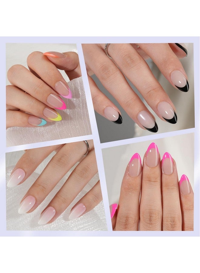 Misssix 6 Packs Press On Nails Almond, Misssix French Tip Press On Nails Short, Reusable Glue On Nails, Gel Fake Nails for Women, Stick On Nails Kit 15 Sizes-6 styles in total - Image 3