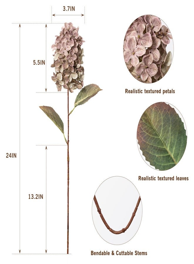 Ttranewsoo Fake Flowers Hydrangea Silk Flowers with Stems,Brown Flowers Fall Hydrangea Artificial Flowers,Winter Flowers Artificial for Decoration Vase Indoor and Outdoor 24"（Brown ） 8PCS Wthout Vase - Image 3