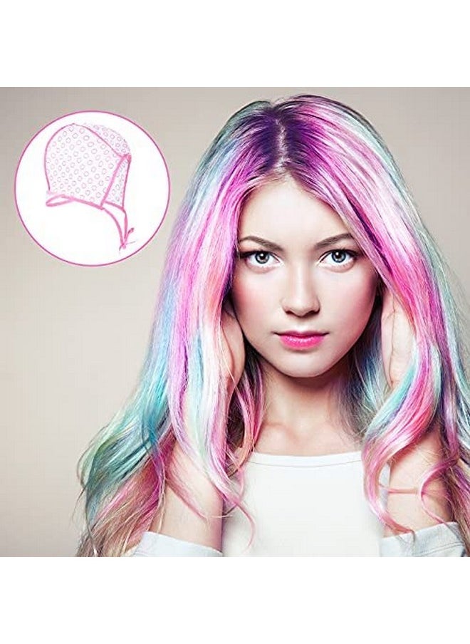 Waydress Waydress 6 Pieces Highlight Hair Cap Salon Hair Coloring Highlighting Dye Tipping Cap Frosting Caps with 4 Pieces Highlighting Needles Crochet Hooks for Dyeing Hairdressing Tool(Purple/Blue/Pink)  - Image 5