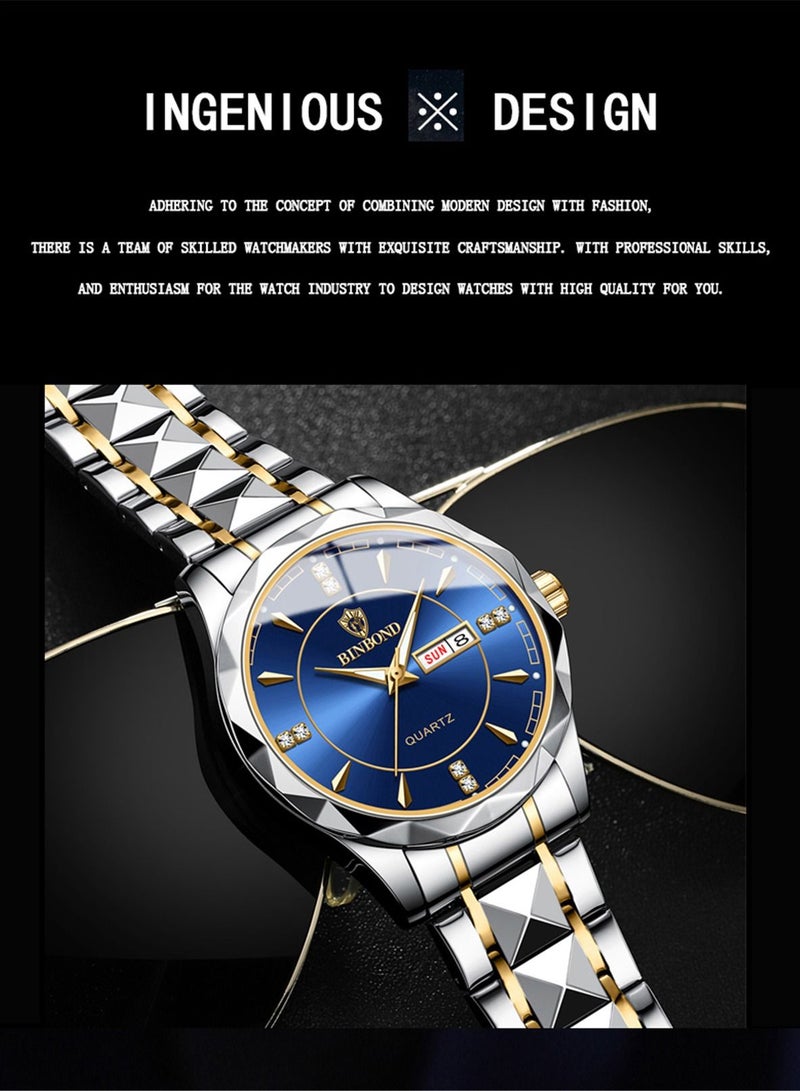 Men's Watch Waterproof Tungsten steel Calendar Quartz Watch