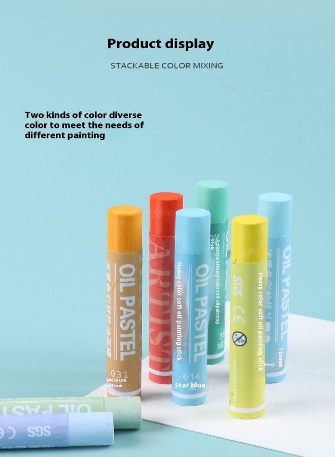 24-Color Soft Oil Pastel Set – Heavy Pigment Crayons with Smooth Blending and Pastel Tones
