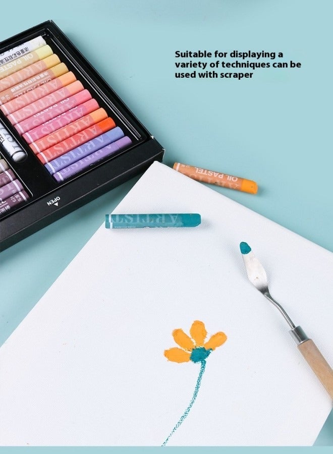 24-Color Soft Oil Pastel Set – Heavy Pigment Crayons with Smooth Blending and Pastel Tones