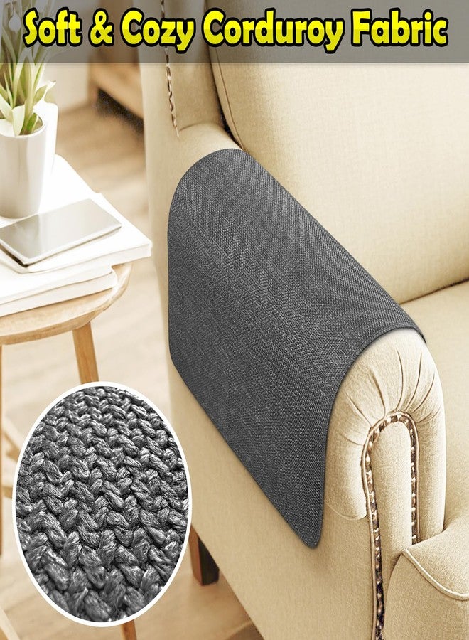 LovoGemy Couch Arm Covers, Waterproof Armrest Cover for Sofa, Armchair, Loveseat, Non-Slip Recliner Arm Cover, Sofa Arm Covers, Headrest Covers, Arm Chair Covers Set of 2 (Dark Gray, 24"×20") - Image 4