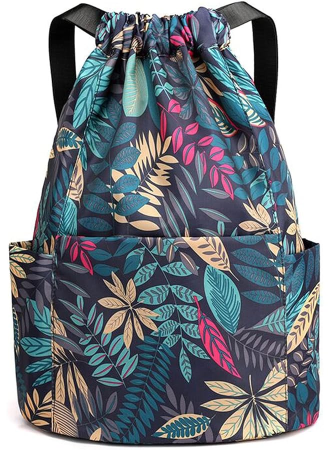 PROMASS Drawstring Backpack, Sports Gym Sack, Large Capacity Foldable Drawstring Backpack, Durable Sports Ball Bag With Side Pocket For Travel Gym Shopping Swimming Beach School Bag - Image 1