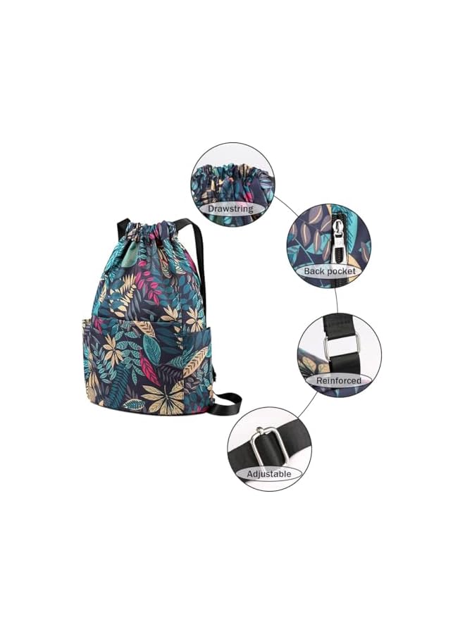 PROMASS Drawstring Backpack, Sports Gym Sack, Large Capacity Foldable Drawstring Backpack, Durable Sports Ball Bag With Side Pocket For Travel Gym Shopping Swimming Beach School Bag - Image 3