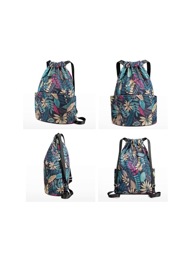 PROMASS Drawstring Backpack, Sports Gym Sack, Large Capacity Foldable Drawstring Backpack, Durable Sports Ball Bag With Side Pocket For Travel Gym Shopping Swimming Beach School Bag - Image 4