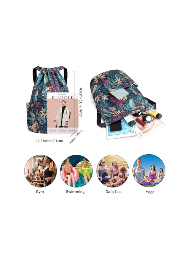 PROMASS Drawstring Backpack, Sports Gym Sack, Large Capacity Foldable Drawstring Backpack, Durable Sports Ball Bag With Side Pocket For Travel Gym Shopping Swimming Beach School Bag - Image 5