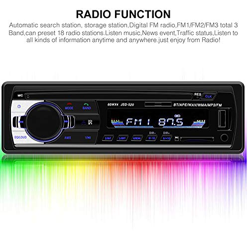 PolarLander Car Radio Audio USB/SD/MP3 Player Receiver Bluetooth Hands-Free with Remote Control Black 1 Din - Image 4