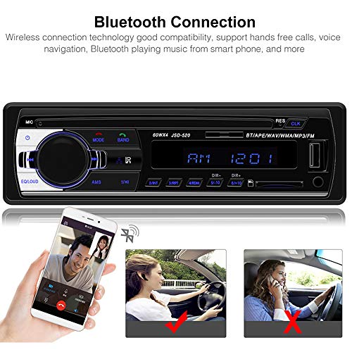 PolarLander Car Radio Audio USB/SD/MP3 Player Receiver Bluetooth Hands-Free with Remote Control Black 1 Din - Image 2