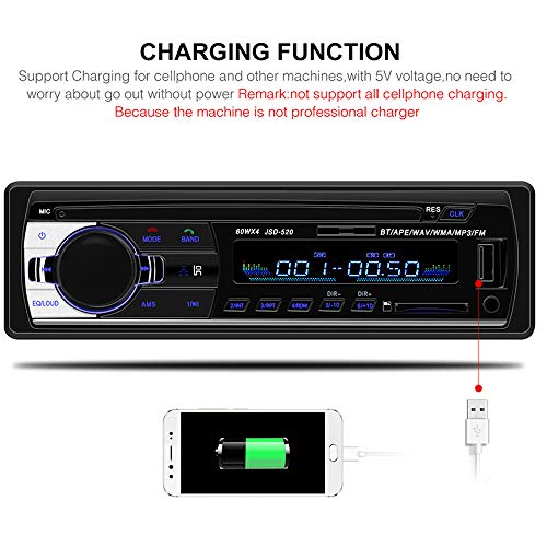 PolarLander Car Radio Audio USB/SD/MP3 Player Receiver Bluetooth Hands-Free with Remote Control Black 1 Din - Image 5