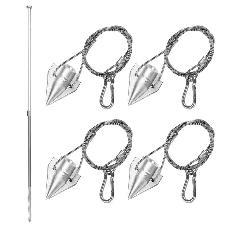 MightyPhine Earth Anchors 31" Set of 4 with Installation Rod - Storage Shed Anchor Kit - Heavy Duty Ground Anchors for High Winds - Swing Set & Mobile Home Anchors - Image 1