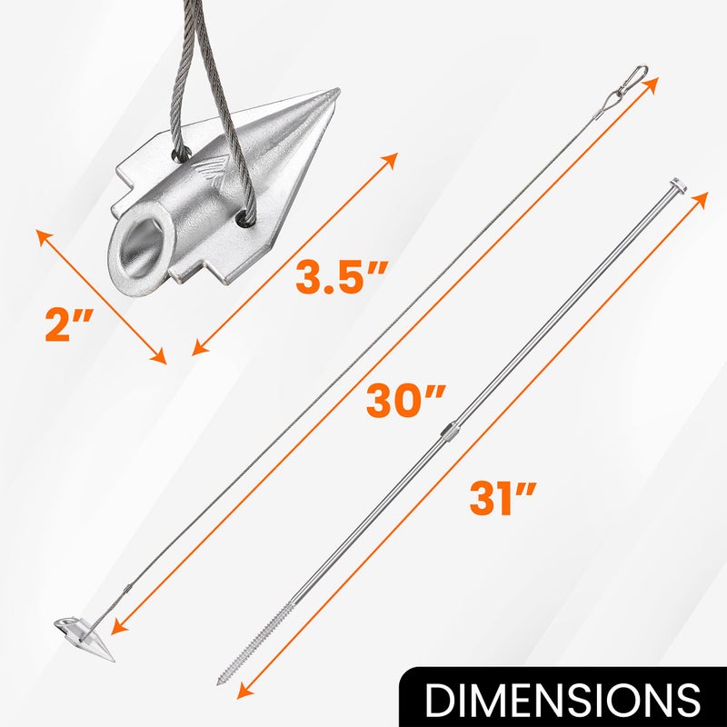 MightyPhine Earth Anchors 31" Set of 4 with Installation Rod - Storage Shed Anchor Kit - Heavy Duty Ground Anchors for High Winds - Swing Set & Mobile Home Anchors - Image 5