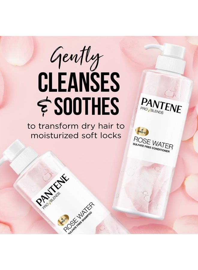 Pantene Sulfate Free Shampoo and Conditioner Set, Rose Water, Soothing and Moisturizing, Nutrient Infused with Vitamin B5, for all Hair Types, Safe for Color Treated Hair,Pro-V Blends, 17.9 oz,2-Count  - Image 2