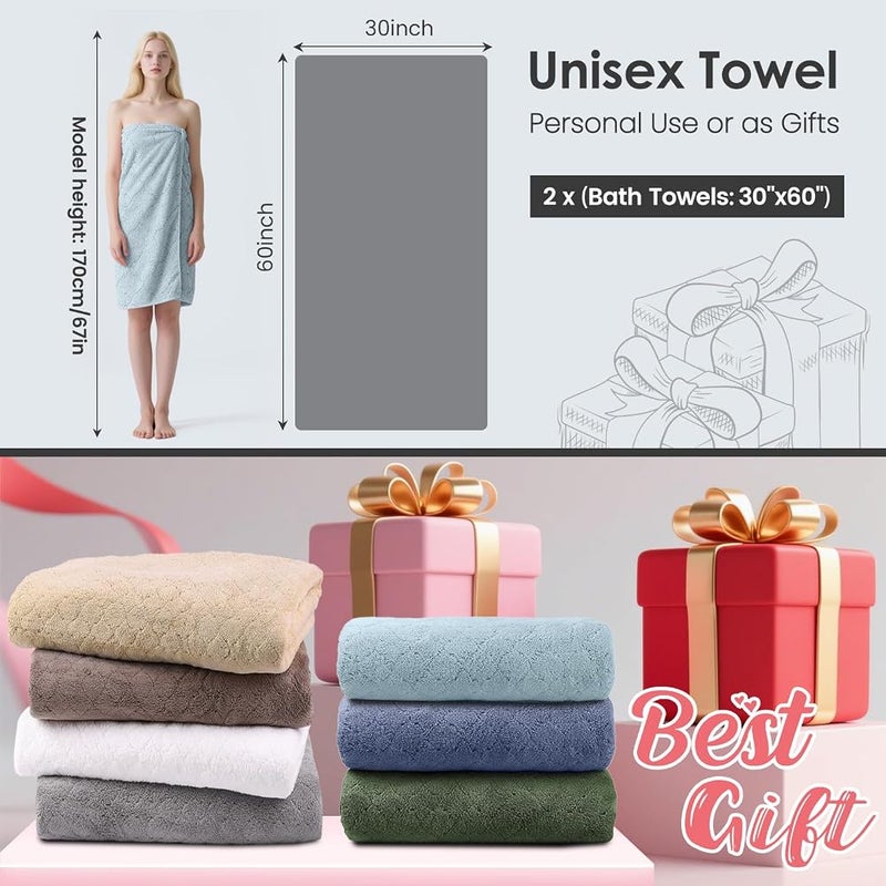 JML Bath Towels, Pack of 2, 30 in x 60 in, Light Blue - Image 2
