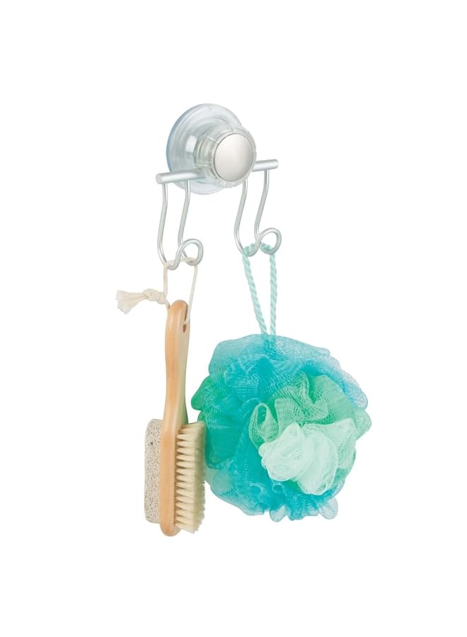 InterDesign Metro Rustproof Turn N Lock Suction Double Hook For Razor Loofah Silver - Image 3