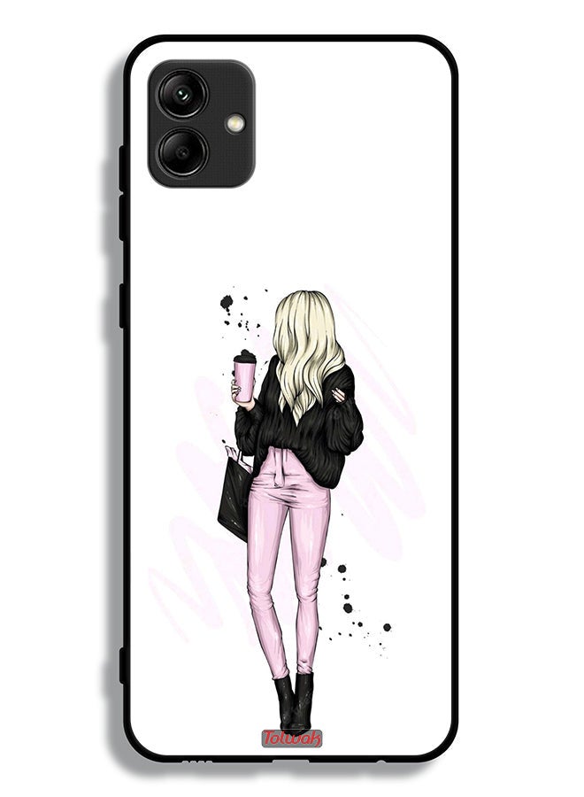 Tolwak Samsung Galaxy A04 Protective Case Cover Girl Holding Coffee Cup Art - Image 1