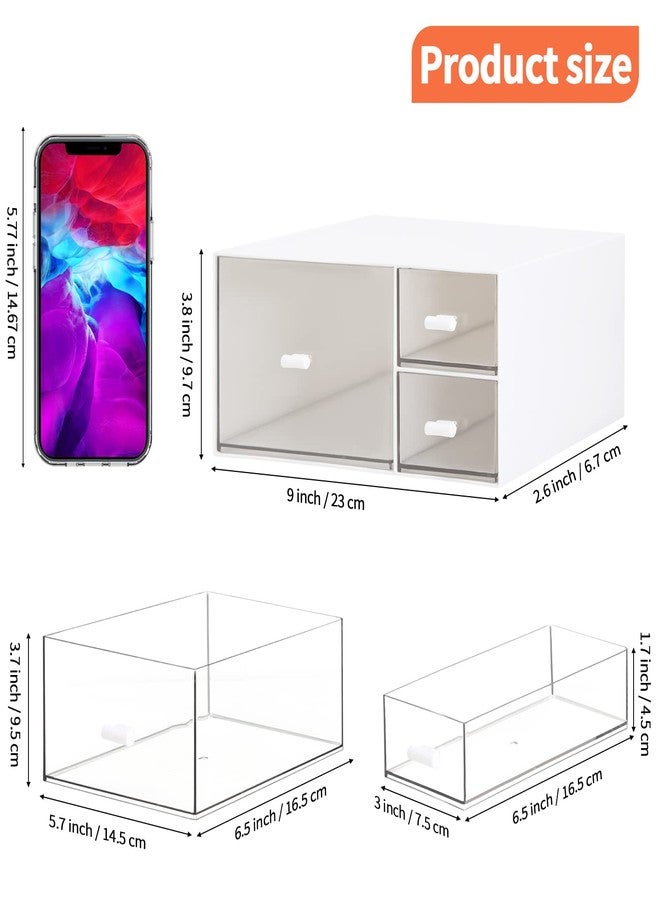 LETURE Desk Office Stationery Organizer with 3 Drawers, Desktop Vanity Makeup Organizer, Plastic Sundries Cosmetic Storage Organizer for Bathroom Counter or Dresser (White-3 Drawer) - Image 2
