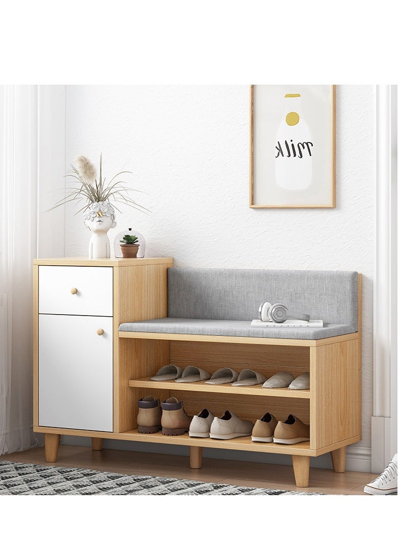Shoe Cabinet Shoe Cabinet With Shoe-changing Stool Home Door Entry Porch Cabinet Door Can Sit-type Integrated Storage for Closet Hallway (Size : 90x32x67cm)