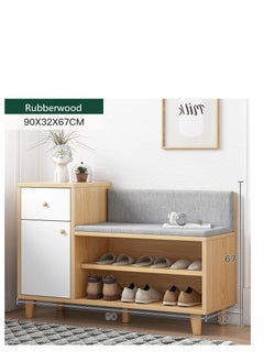 Golden Shoe Cabinet Shoe Cabinet With Shoe-changing Stool Home Door Entry Porch Cabinet Door Can Sit-type Integrated Storage for Closet Hallway (Size : 90x32x67cm)  - Image 2