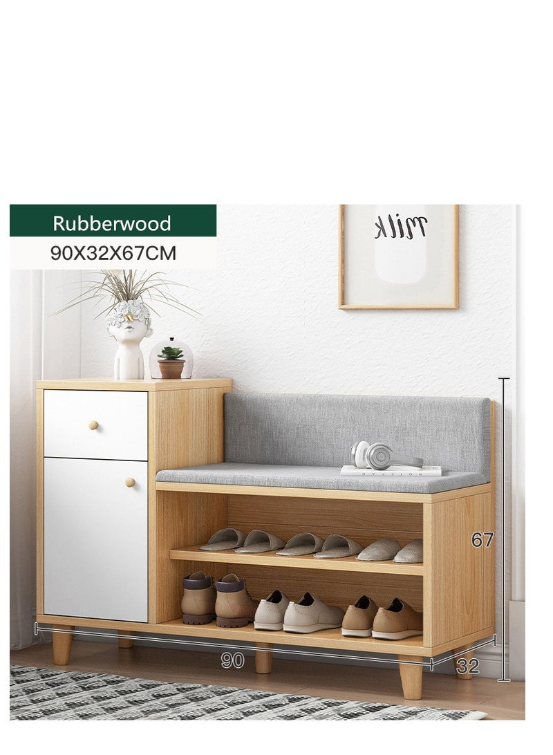 Shoe Cabinet Shoe Cabinet With Shoe-changing Stool Home Door Entry Porch Cabinet Door Can Sit-type Integrated Storage for Closet Hallway (Size : 90x32x67cm)
