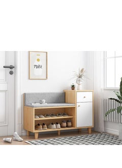 Golden Shoe Cabinet Shoe Cabinet With Shoe-changing Stool Home Door Entry Porch Cabinet Door Can Sit-type Integrated Storage for Closet Hallway (Size : 90x32x67cm)  - Image 3