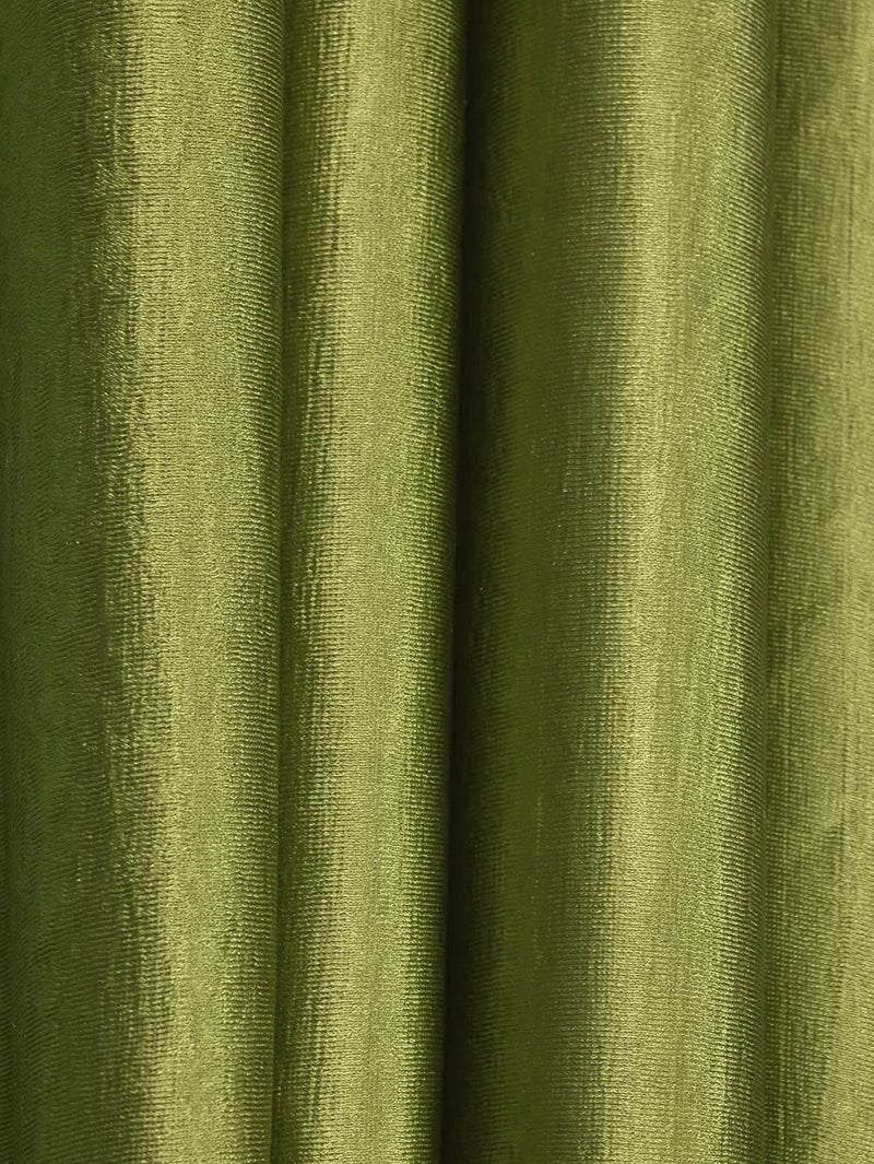 Parda Online 274 cm (9 ft) Long Crush Fabric Plain Design Curtain | Eyelet Window Curtain | Green (Pack of 2) - Image 3
