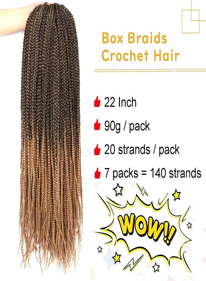 XCHSLB 7 Packs Goddess Box Braids Crochet Hair 22 Inch Prelooped Crochet Box Braids Crochet Hair for Black Women Braiding Hair (22 Inch 7 Packs, 1B/27) - Image 2