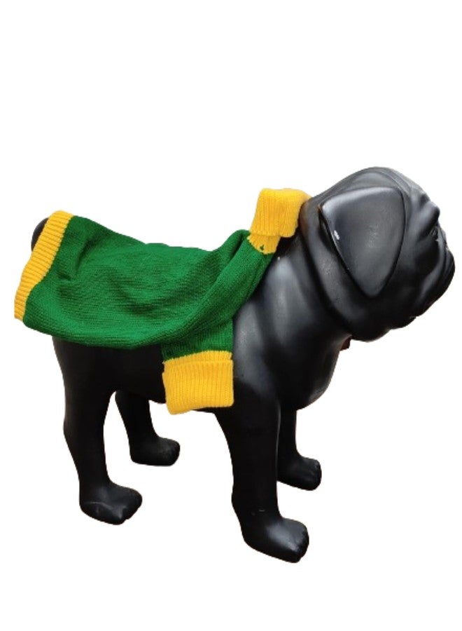MOJOPANDA Wool Blended Dog Soft Yarn Striped Knitted Winter Sweater for Dogs | Ultra Warm Pet Clothes|Comfortable & Soft Wool Yellow & Green (Size, M) - Image 3