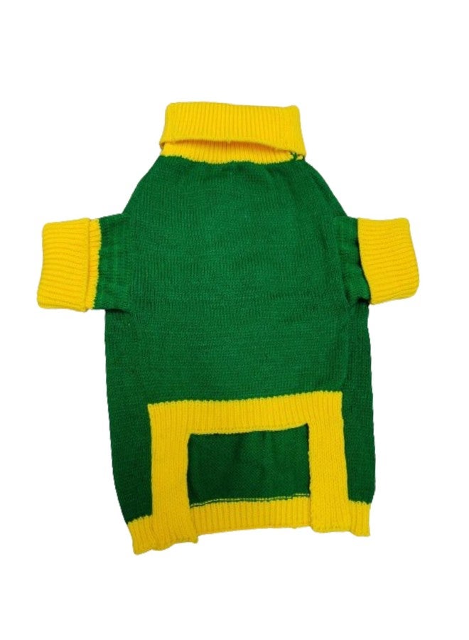 MOJOPANDA Wool Blended Dog Soft Yarn Striped Knitted Winter Sweater for Dogs | Ultra Warm Pet Clothes|Comfortable & Soft Wool Yellow & Green (Size, M) - Image 1