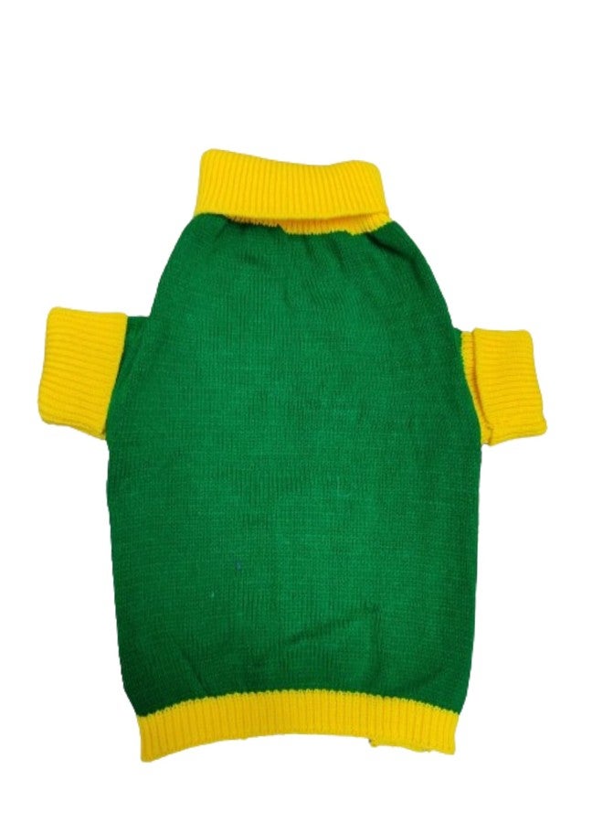 MOJOPANDA Wool Blended Dog Soft Yarn Striped Knitted Winter Sweater for Dogs | Ultra Warm Pet Clothes|Comfortable & Soft Wool Yellow & Green (Size, M) - Image 2