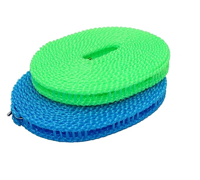 KPS Windproof AntiSlip Clothes Drying Nylon Rope with Hooks Nylon Wire Rope with Adjustable Hook for Indoor Outdoor Camping Travelling Home Multicolor 2 - Image 1