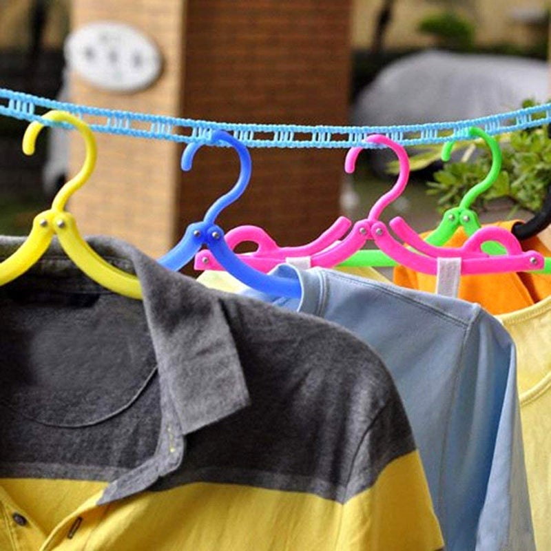 KPS Windproof AntiSlip Clothes Drying Nylon Rope with Hooks Nylon Wire Rope with Adjustable Hook for Indoor Outdoor Camping Travelling Home Multicolor 2 - Image 5