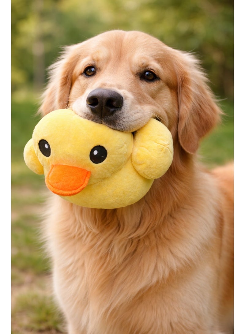 Plush Duck Toy for Pets, Yellow, Soft Stuffed Animal, Cute Duck Design - Image 1