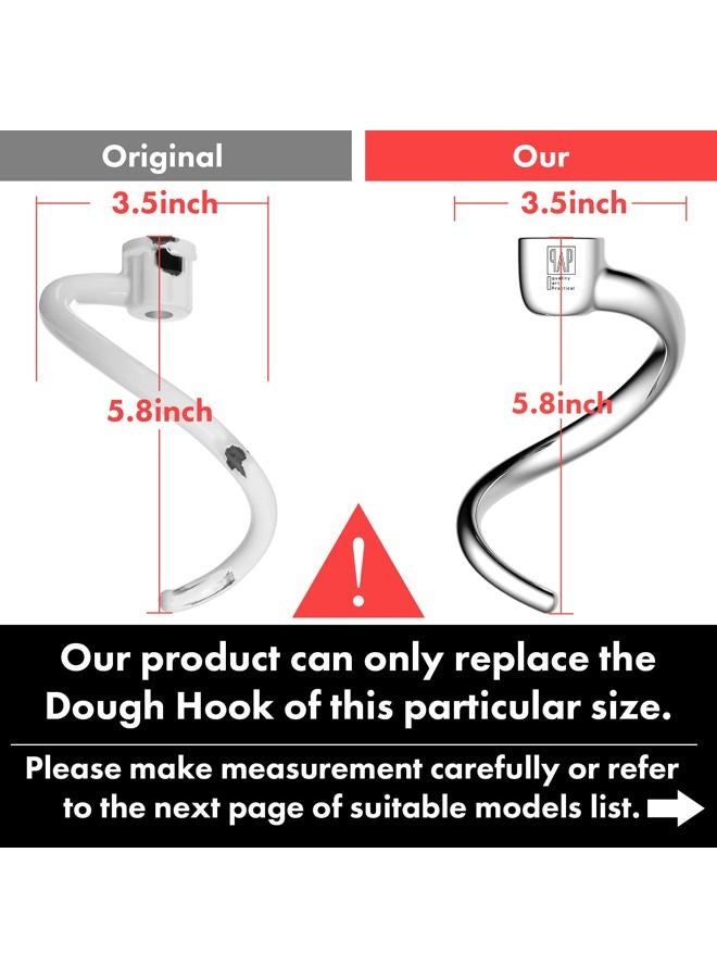 qAp quality art Practical Stainless Steel Spiral Dough Hook Replacement for KitchenAid 4.5QT & 5QT Bowl Tilt-Head Stand Mixers, Rustproof & Easy Clean, Efficient Kneading for Bread, Pizza, Pasta, Cookies - Image 5