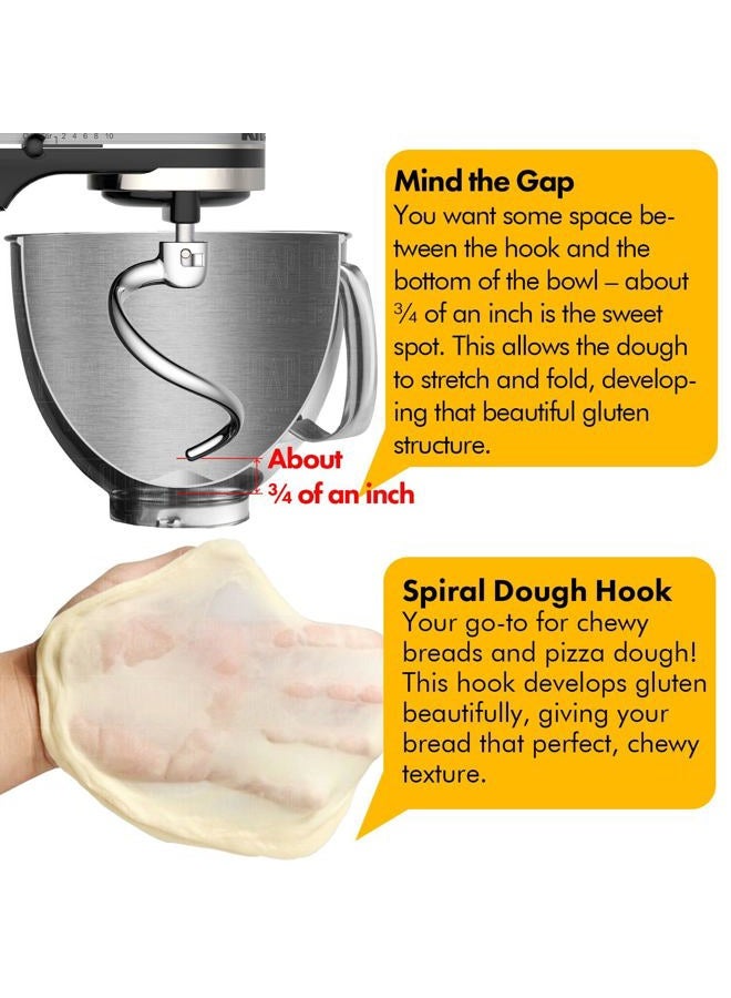 qAp quality art Practical Stainless Steel Spiral Dough Hook Replacement for KitchenAid 4.5QT & 5QT Bowl Tilt-Head Stand Mixers, Rustproof & Easy Clean, Efficient Kneading for Bread, Pizza, Pasta, Cookies - Image 3