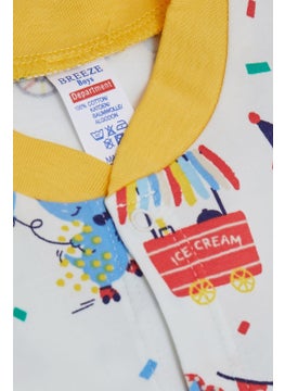 Breeze Baby Boy Booties Jumpsuit Circus Themed 0-6 Months, White  - Image 2