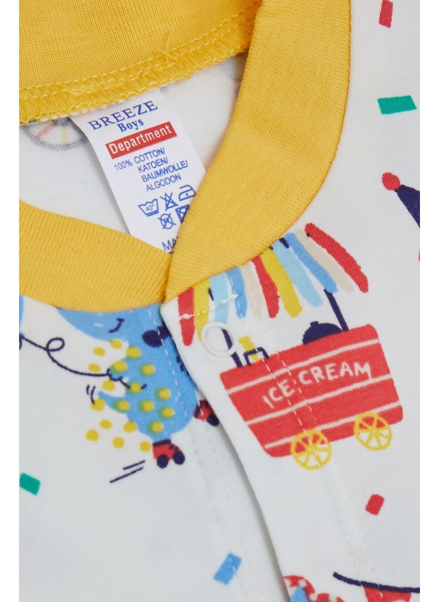 Breeze Baby Boy Booties Jumpsuit Circus Themed 0-6 Months, White  - Image 2