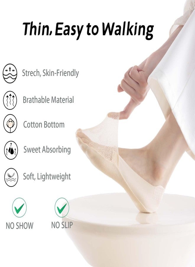 HUANSHA 6 Pack Thin Lace No Show Socks For Women, Invisible Low Cut Women’s Liner Sock Size 5-8,9-11, 6 Color, 5-7 Short - Image 2