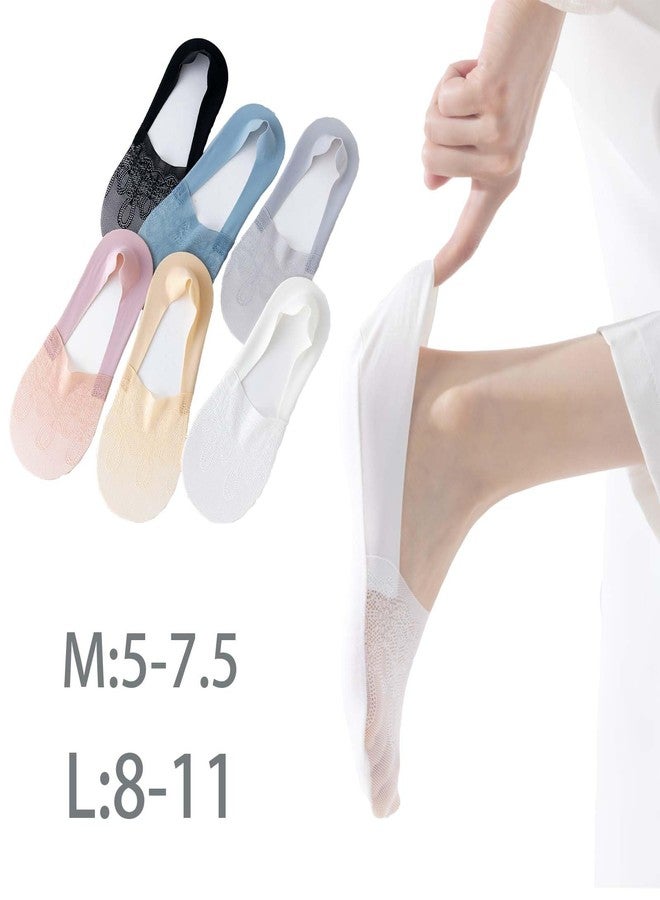 HUANSHA 6 Pack Thin Lace No Show Socks For Women, Invisible Low Cut Women’s Liner Sock Size 5-8,9-11, 6 Color, 5-7 Short - Image 5