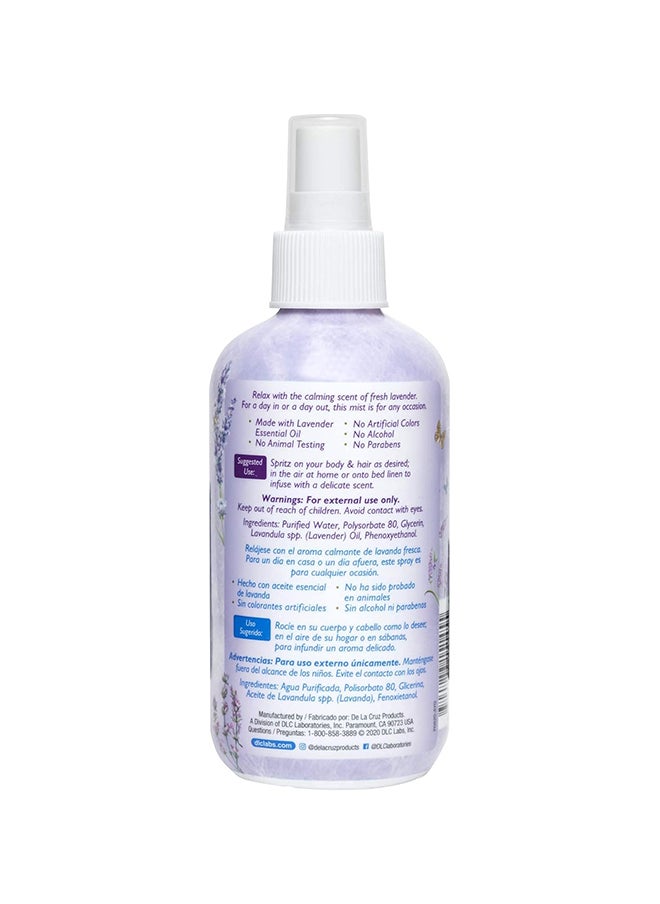 De La Cruz Water Body Mist Spray For Skin And Hair With Pure Lavender Essential Oil 8 Fl Oz (236 Ml)  - Image 2