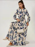 هيكاب beige with blue floral print